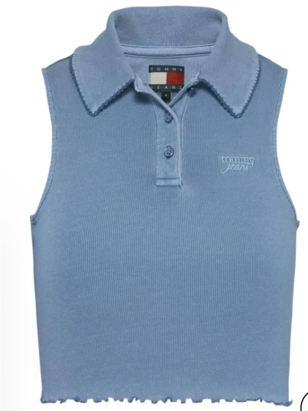 Tommy Hilfiger Women's Sleeveless Polo Crop Top in Light Blue